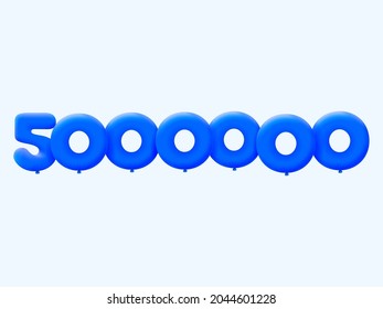 Balón azul 3D número 5000000 globos realistas 3d de helio azul. Diseño de la ilustración vectorial Decoración de la fiesta, Cumpleaños, Aniversario, Navidad, Navidad, Año Nuevo, Venta de Vacaciones, Celebración, Carnaval, Inflable