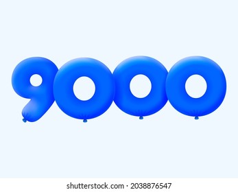 Blue 3D number 9000 balloon realistic 3d helium blue balloons. Vector illustration design Party decoration,Birthday,Anniversary,Christmas,Xmas,New year,Holiday Sale,celebration,carnival,inflatable