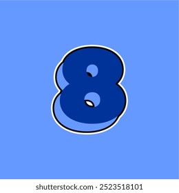 Blue 3d Number eight Vector 