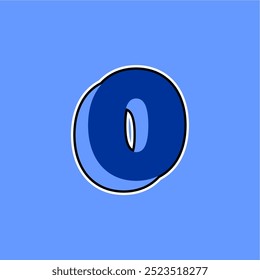 Blue 3d Number Zero Vector 