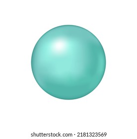 Perla azul 3D aislada en blanco. Ilustración vectorial.