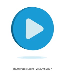 Blaues 3D-Play-Button-Symbol einzeln auf weißem Hintergrund. Video Media Player Startsymbol, klicken Sie auf Push Concept, Digital Multimedia Interface, Music Streaming App und Audio Control Vector Illustration.