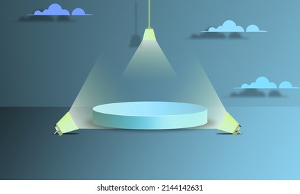 blue 3d podium background illustration objects, for banners, baners, product photos, and others, vector design eps 10