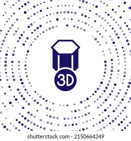 Blue 3D printer icon isolated on white background. 3d printing. Abstract circle random dots. Vector