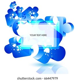 blue 3d puzzle banner vector