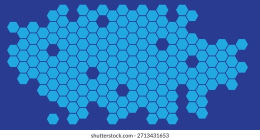 Ilustración vectorial realista 3D azul. Patrón de panal amarillo. eps10
