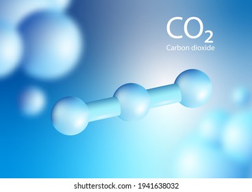 Blue 3D Shape Of Carbon Dioxide Is Produced During The Processes Of Decay Of Organic Materials. Floating In The Air. 3d Illustration Chemistry. Vector.