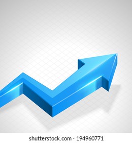 Blue 3d shiny arrow move up business vector background 
