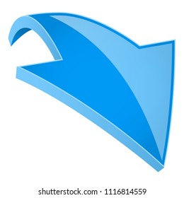 Blue 3d shiny arrow. Vector illustration isolated on white background