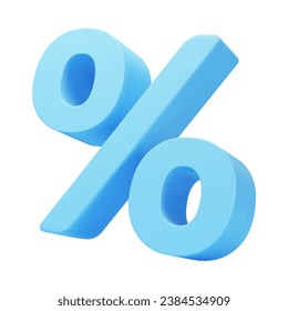 Blue 3d sign percent discount on isolated background. Voucher gift. Vector illustration.	
