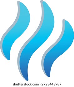 Un símbolo azul de humo 3D que representa la detección de humo, la advertencia de incendios, la contaminación del aire y los conceptos de alerta de peligro en un estilo tridimensional moderno.