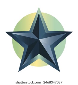  Icono de estrella 3d azul con marco plateado. Ilustración vectorial