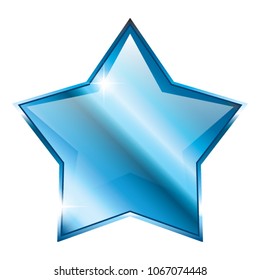 Blue 3d star shaped icon. Vector illustration