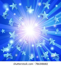 A blue 3D stars background concept for win or jackpot or something else exciting