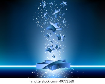 Blue 3D Stars Background. Editable Vector Image