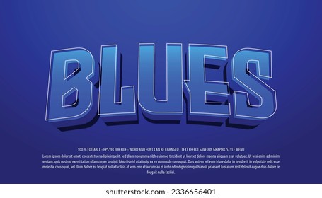 Blue 3d style editable text effect use for logo and business brand