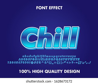 Blue 3d text effect with modern design, gradient font text complete with set alphabet, number and symbol. Premium Vector