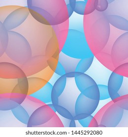 Blue 3d Vector Transparent Party Balloon Icons. Bubble Texture or Backdrop with Light Cyan or Azure Colored Balloons Background