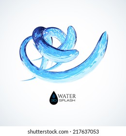 Blue 3D water splash isolated on white, vector background