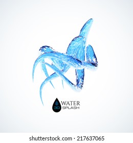 Blue 3D water splash isolated on white, vector background