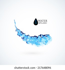 Blue 3D water splash isolated on white, vector background