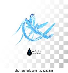 Blue 3D water splash isolated on white, vector background