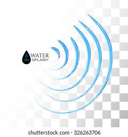 Blue 3D water splash isolated on white, vector background