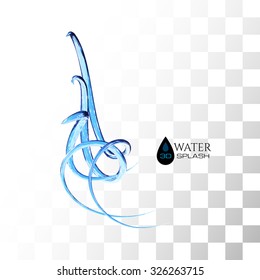 Blue 3D water splash isolated on white, vector background