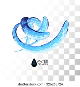 Blue 3D water splash isolated on white, vector background