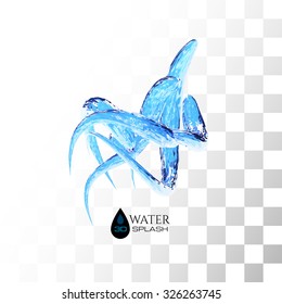 Blue 3D water splash isolated on white, vector background
