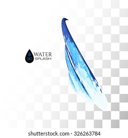 Blue 3D water splash isolated on white, vector background