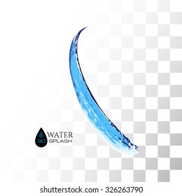 Blue 3D water splash isolated on white, vector background