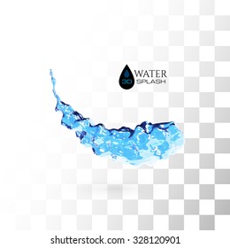 Blue 3D water splash isolated on white, vector background