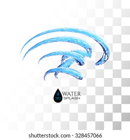 Blue 3D water splash isolated on white, vector background