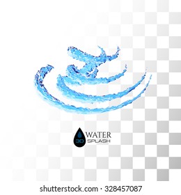 Blue 3D water splash isolated on white, vector background