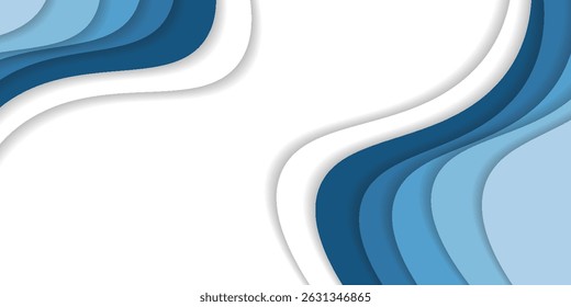 blue 3D wavy lines texture with soft light and shadow. Minimal wave curve pattern collection design with text copy space. can be used in various backgrounds
