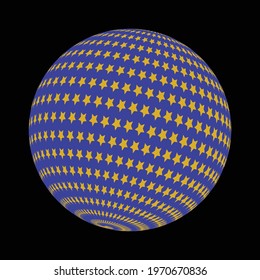 blue 3d world with black background and yellow stars