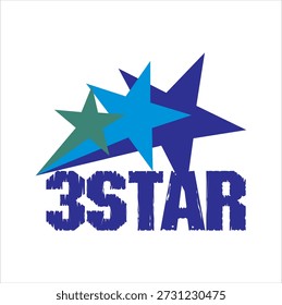 Blue 3STAR text vector, Cool business logo design.