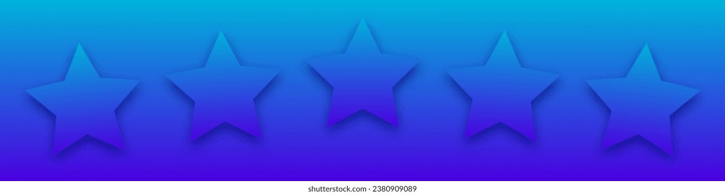Icono azul de 5 estrellas. Concepto de comentarios de clientes. Revisión de la clasificación de estrellas de puntos del vector 5. Diseño de formas de calidad. Vector cinco estrellas.