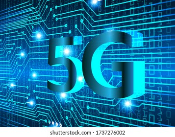 Blue 5G cyber circuit future technology concept background