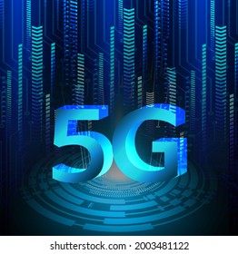 Fondo del concepto de tecnología futura del circuito azul 5G