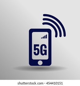 Blue 5G Icon on a gray background