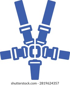 Blue 5-point racing safety harness icon for automotive and motorsport security design