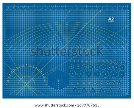Blue A2 Self-Healing Cutting Mat with Grid and Measurement Guides