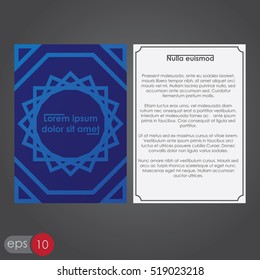 Blue a4 brochure cover design. Flyer design template vector. Report magazine poster template. Cover book template.
