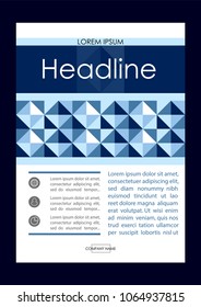 Blue A4 Business Book Cover Design Template. Good for Portfolio, Brochure, Annual Report, Flyer, Magazine, Academic Journal, Website, Poster, Monograph, Corporate Presentation, diamond Vector.