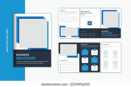 Blue A5 corporate brochure design template, business brochure layout vector