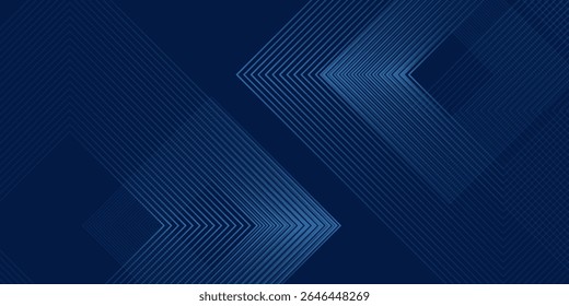 Fondo azul con líneas de flecha brillantes. Diseño simple de líneas geométricas azules brillantes. Tecnología futurista moderno bien