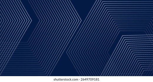Blue abackground with glowing arrow lines. Simple shiny blue geometric lines design. Abstract good simple