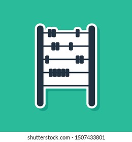 Blue Abacus icon isolated on green background. Traditional counting frame. Education sign. Mathematics school.  Vector Illustration